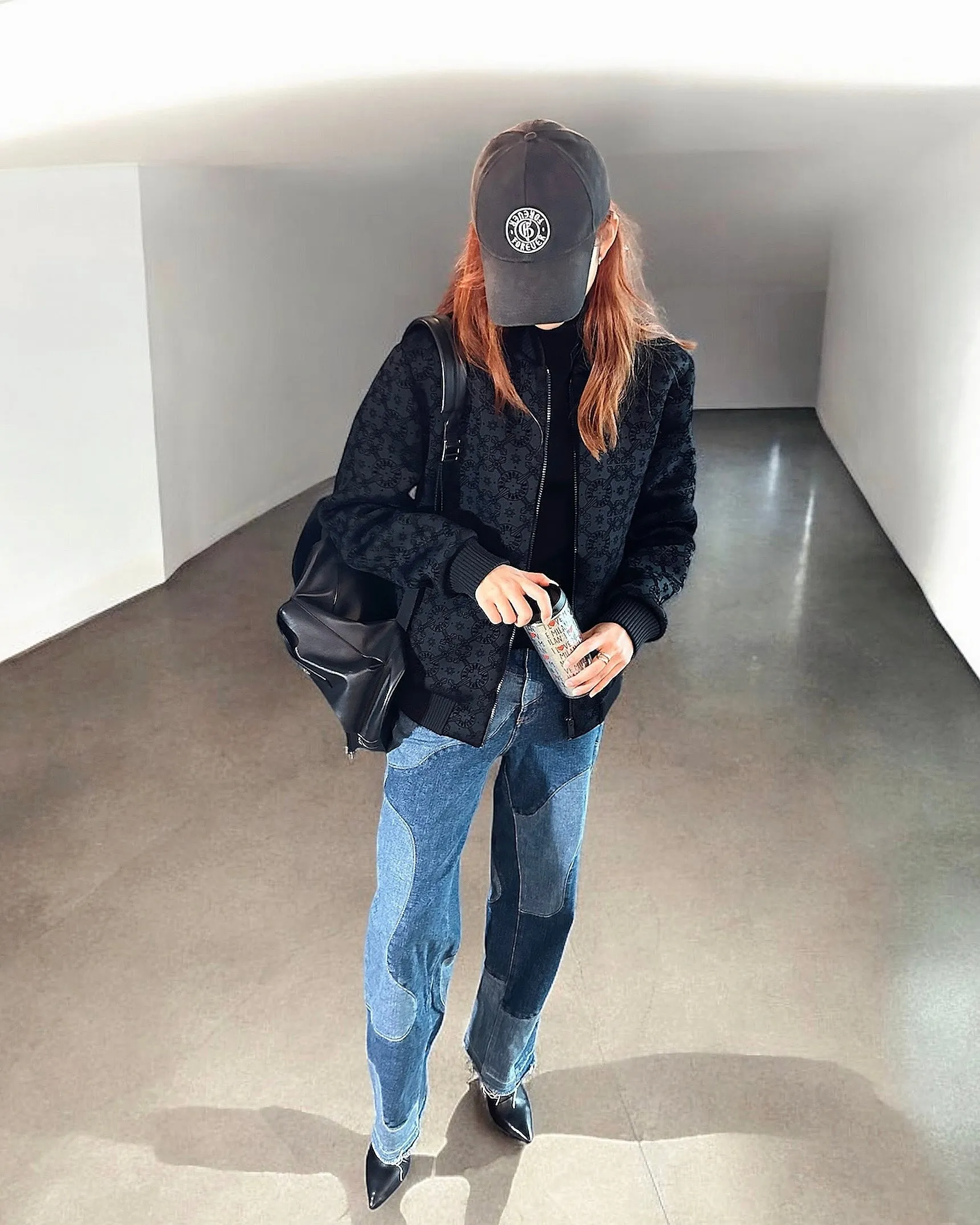ALLOVER PRINTED BLACK BOMBER