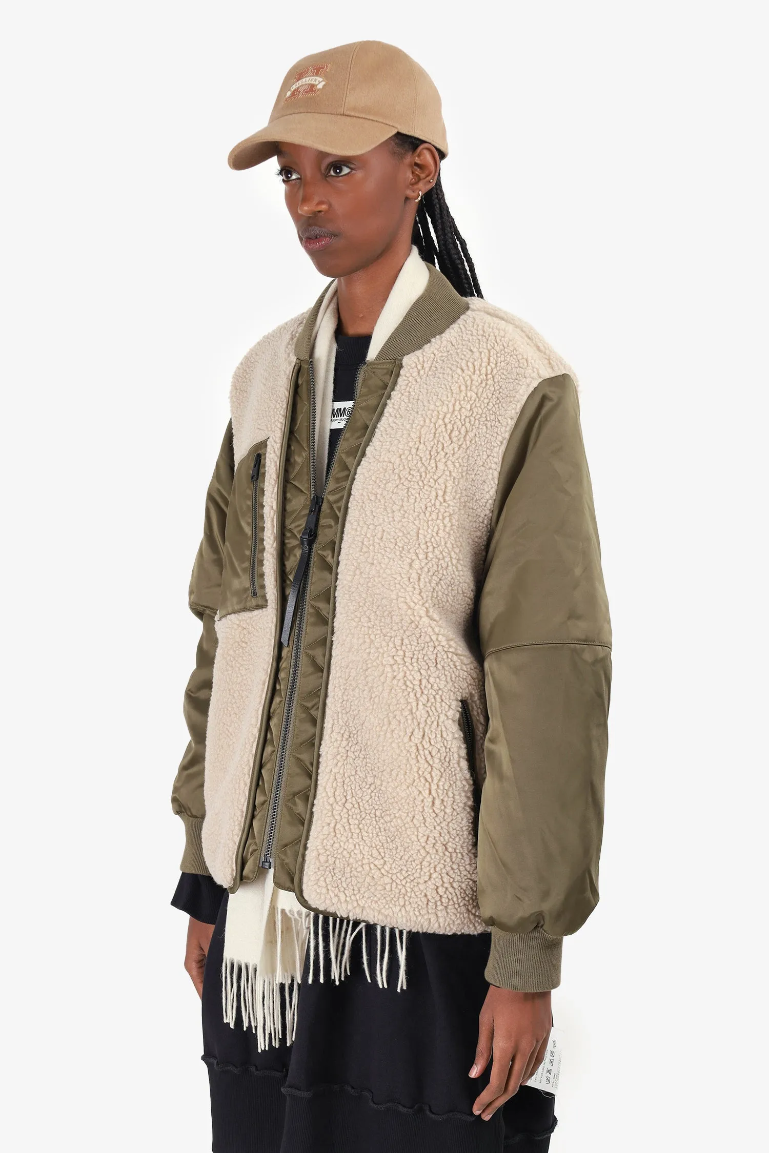 AllSaints Khaki/Ivory Suri Bomber Jacket Size 10