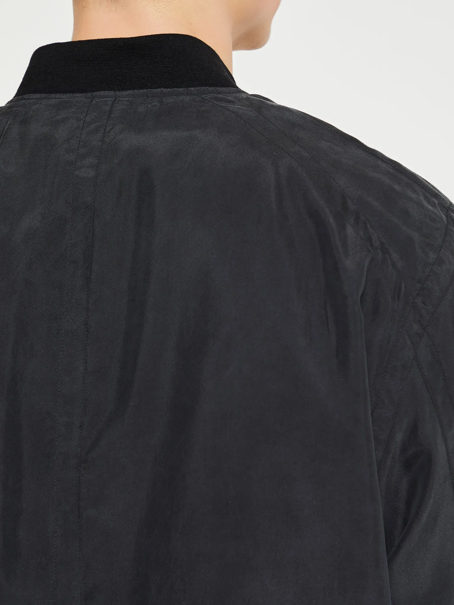 Silk Bomber Jacket in Black